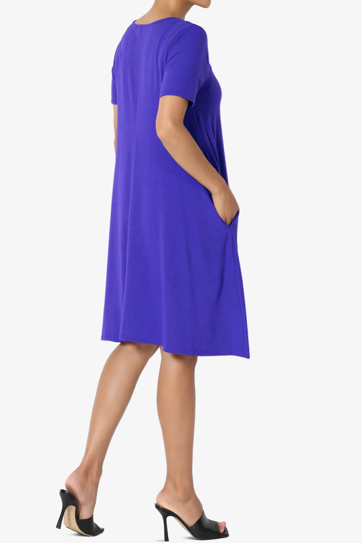 Allie Short Sleeve Jersey A-Line Dress BRIGHT BLUE_4
