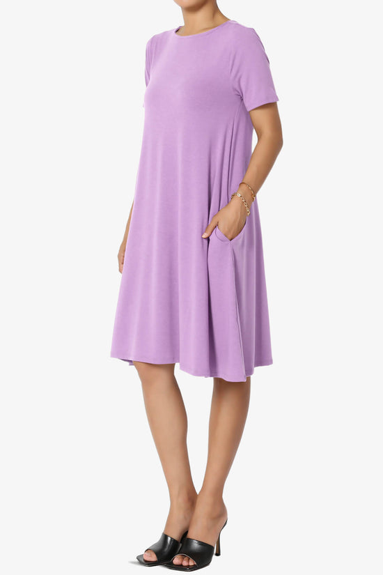 Allie Short Sleeve Jersey A-Line Dress BRIGHT LAVENDER_3