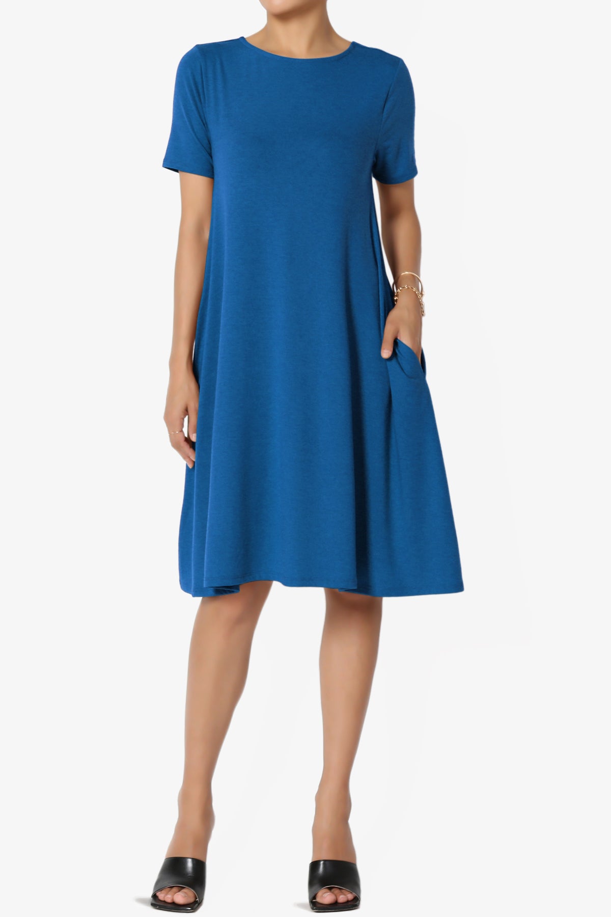 Allie Short Sleeve Jersey A-Line Dress CLASSIC BLUE_1