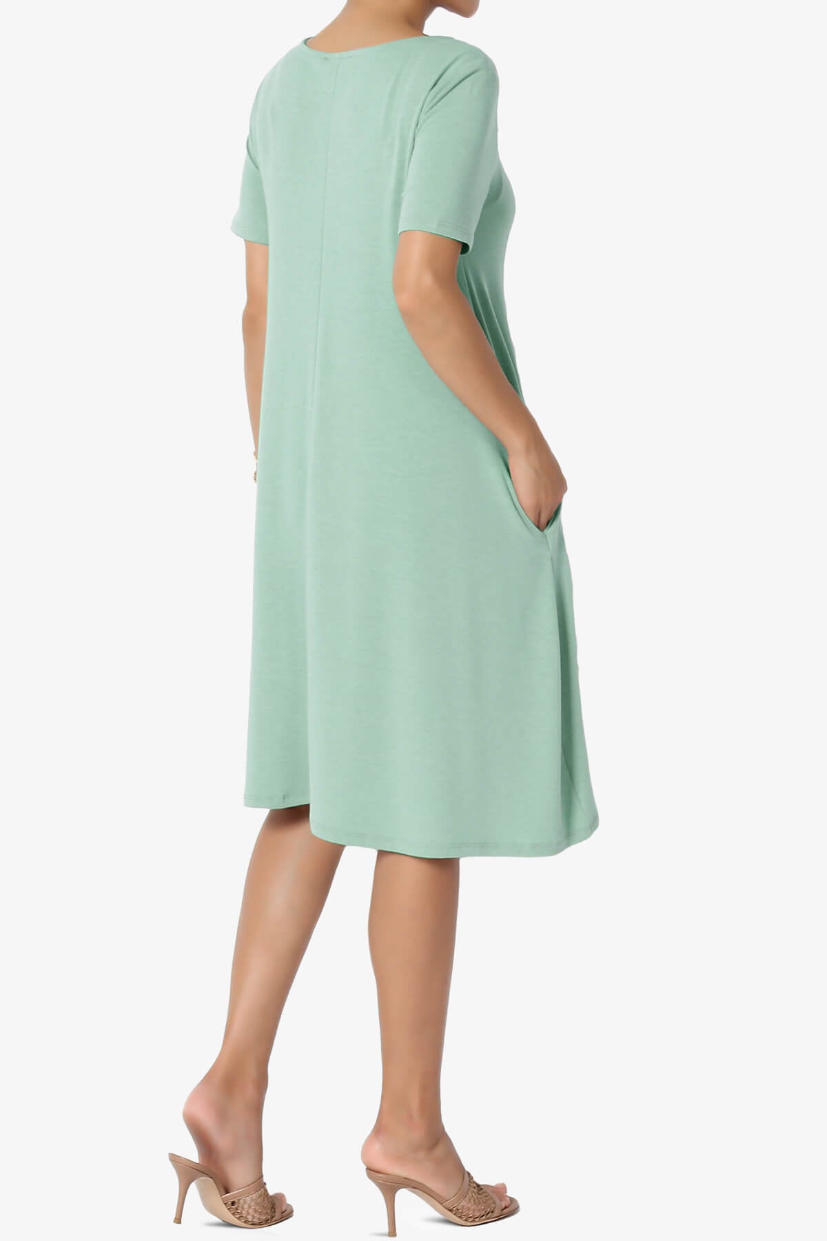Allie Short Sleeve Jersey A-Line Dress DUSTY GREEN_4
