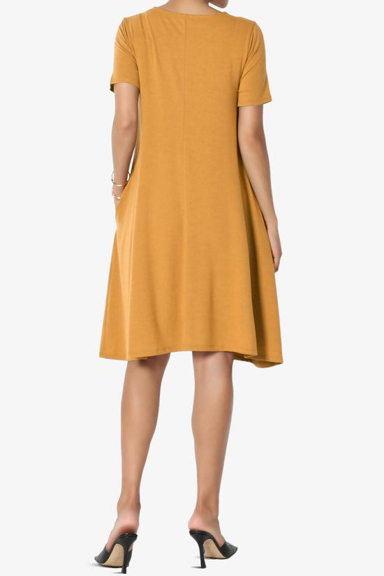 Allie Short Sleeve Jersey A-Line Dress GOLDEN MUSTARD_2