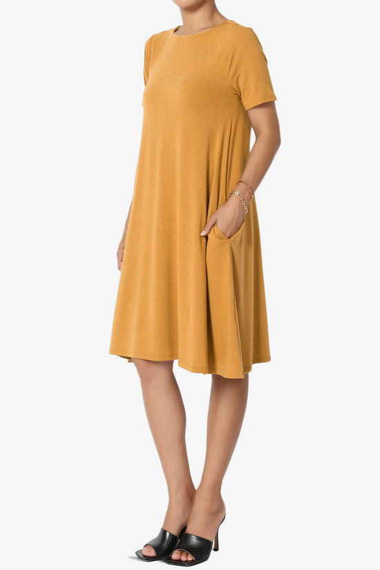 Allie Short Sleeve Jersey A-Line Dress GOLDEN MUSTARD_3