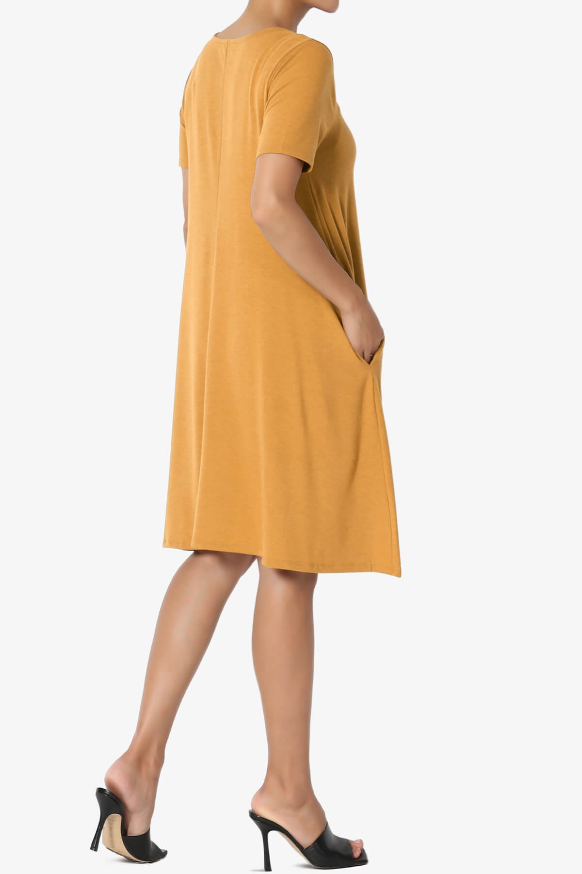 Allie Short Sleeve Jersey A-Line Dress GOLDEN MUSTARD_4