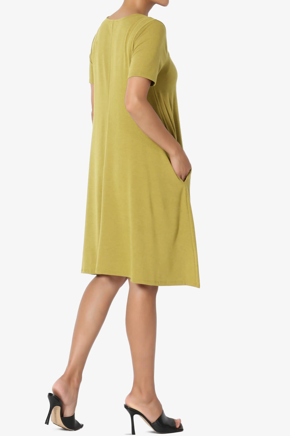 Allie Short Sleeve Jersey A-Line Dress GOLDEN WASABI_4
