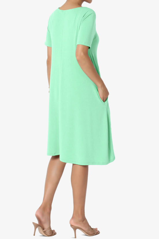 Allie Short Sleeve Jersey A-Line Dress GREEN MINT_4