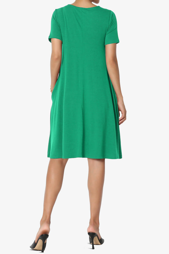 Allie Short Sleeve Jersey A-Line Dress KELLY GREEN_2