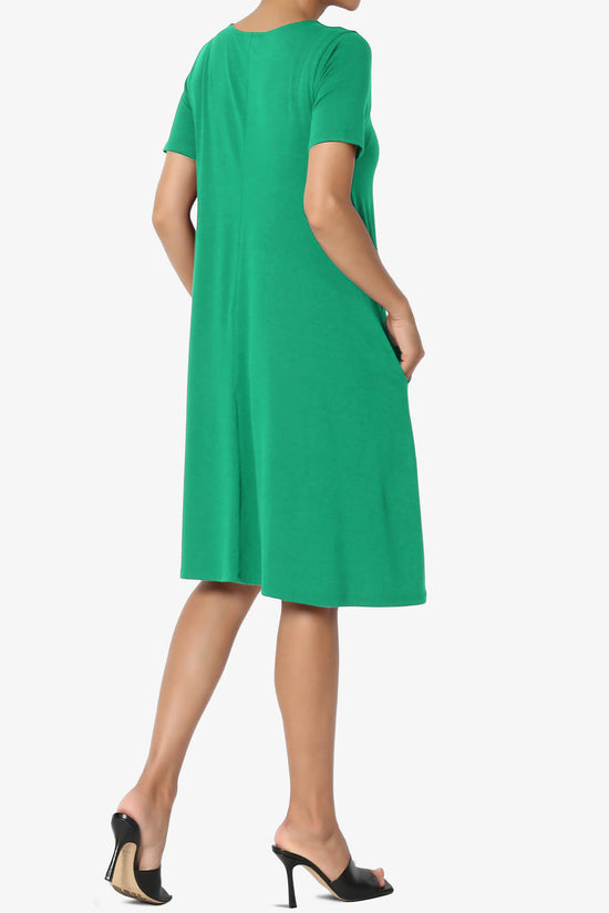 Allie Short Sleeve Jersey A-Line Dress KELLY GREEN_4