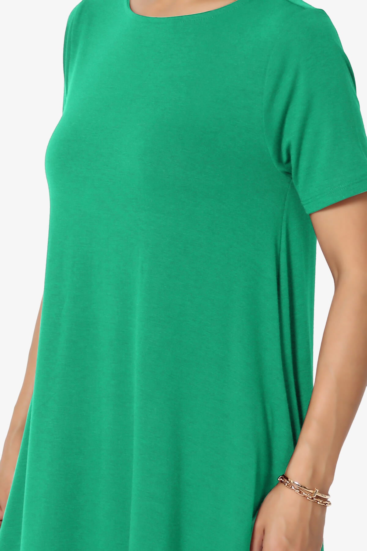 Allie Short Sleeve Jersey A-Line Dress KELLY GREEN_5