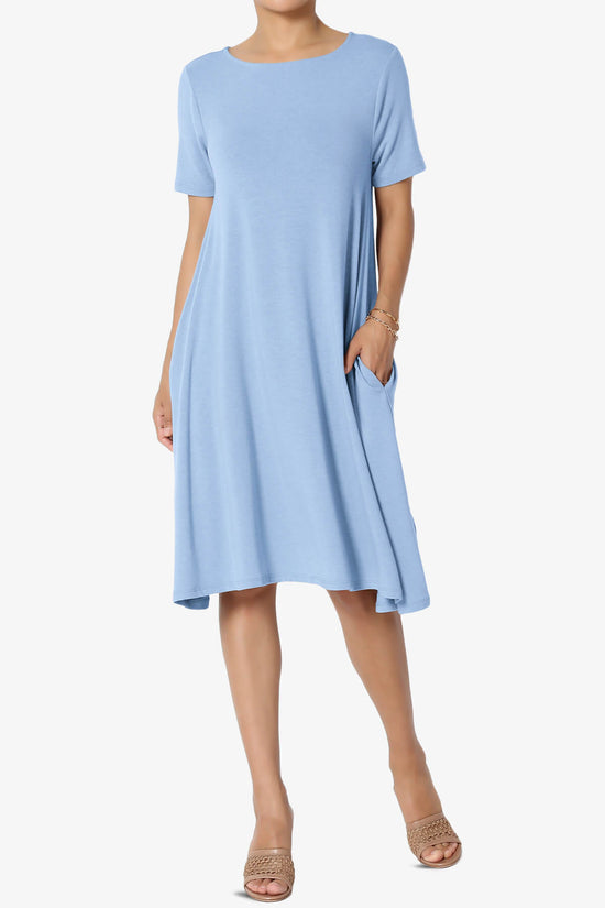 Allie Short Sleeve Jersey A-Line Dress LIGHT BLUE_1