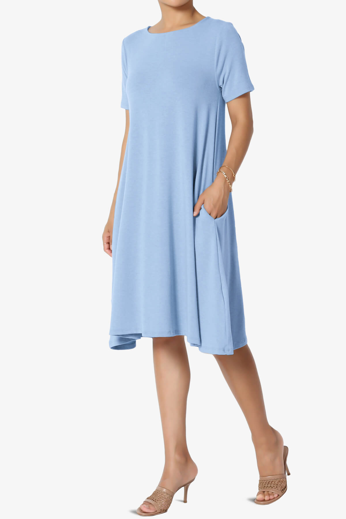 Allie Short Sleeve Jersey A-Line Dress LIGHT BLUE_3