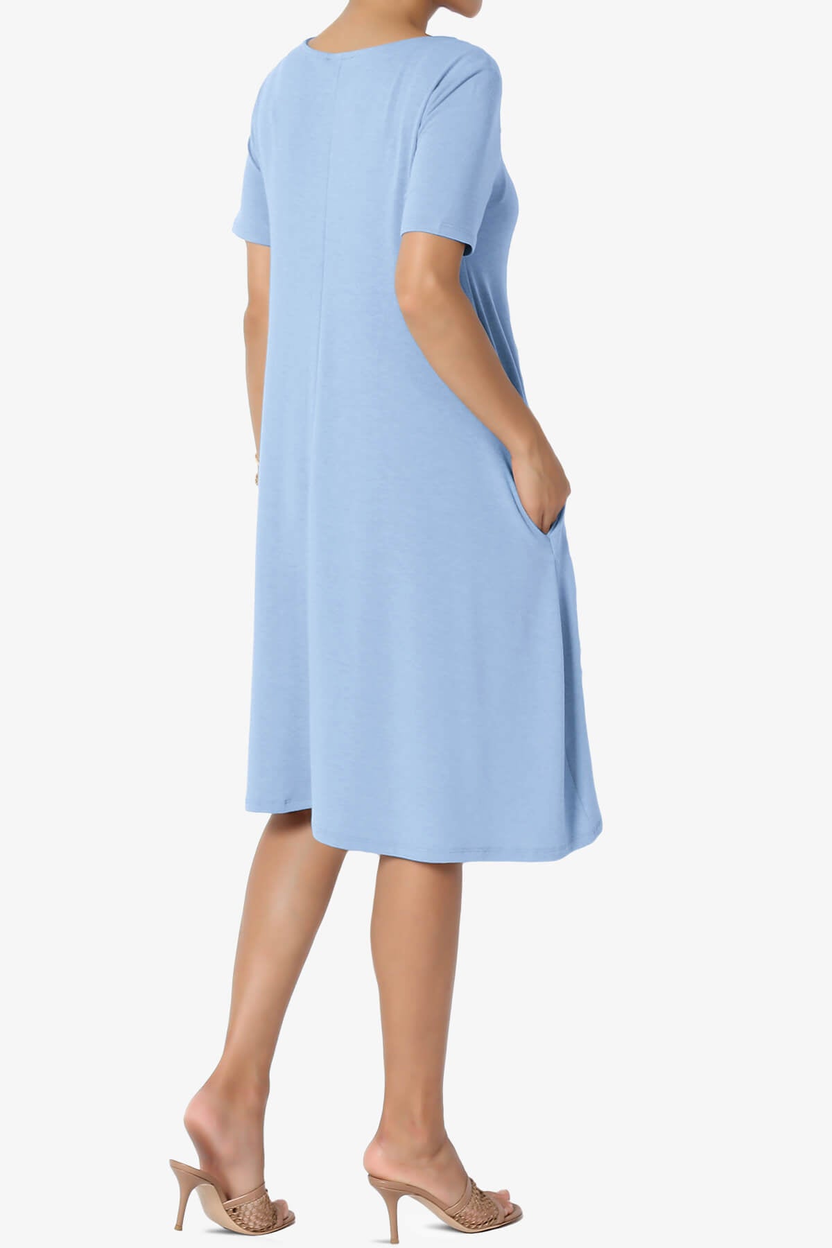 Allie Short Sleeve Jersey A-Line Dress LIGHT BLUE_4
