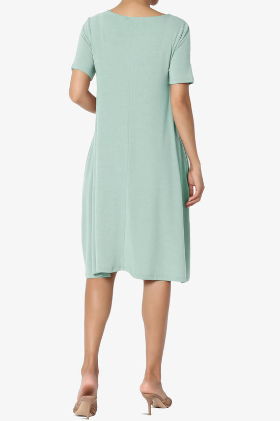 Allie Short Sleeve Jersey A-Line Dress LIGHT GREEN_2