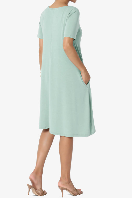 Allie Short Sleeve Jersey A-Line Dress LIGHT GREEN_4