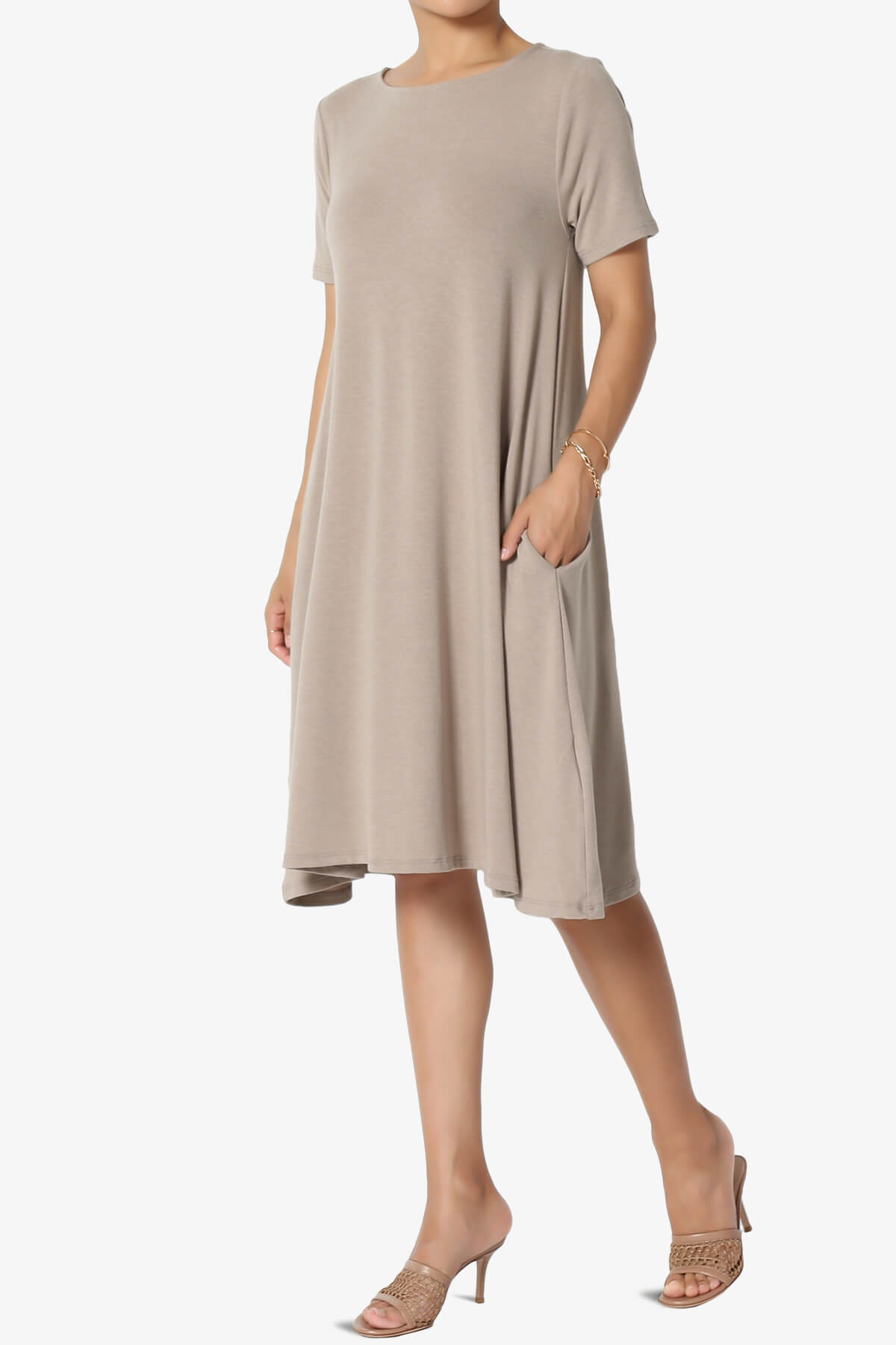 Allie Short Sleeve Jersey A-Line Dress LIGHT MOCHA_3