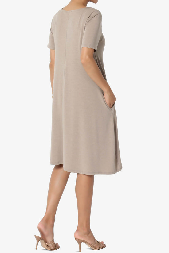Allie Short Sleeve Jersey A-Line Dress LIGHT MOCHA_4