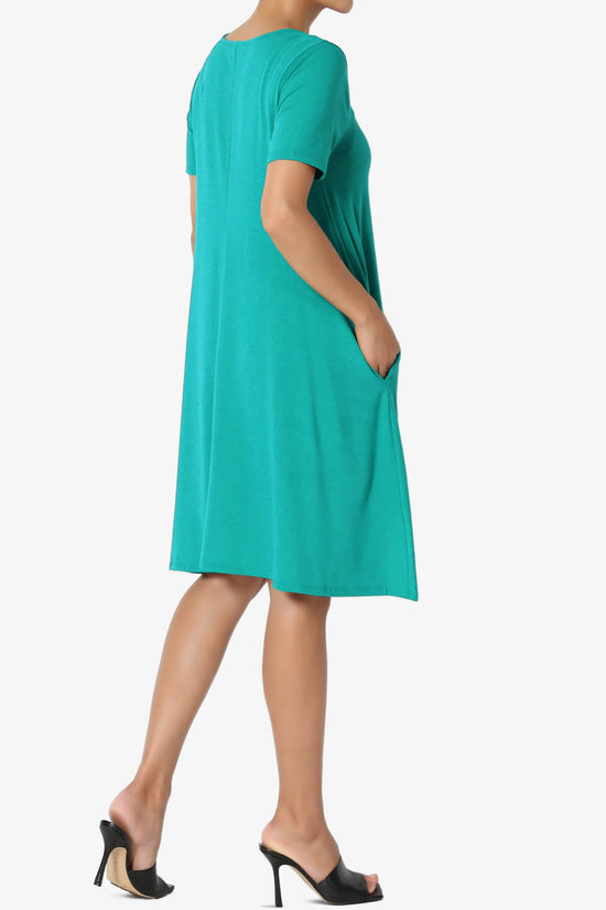 Allie Short Sleeve Jersey A-Line Dress LT TEAL_4