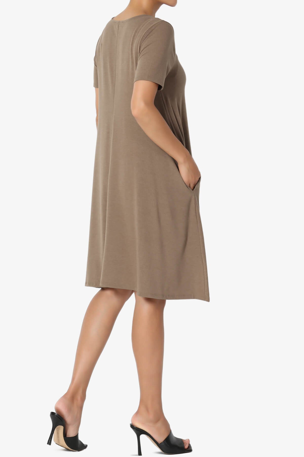 Allie Short Sleeve Jersey A-Line Dress MOCHA_4