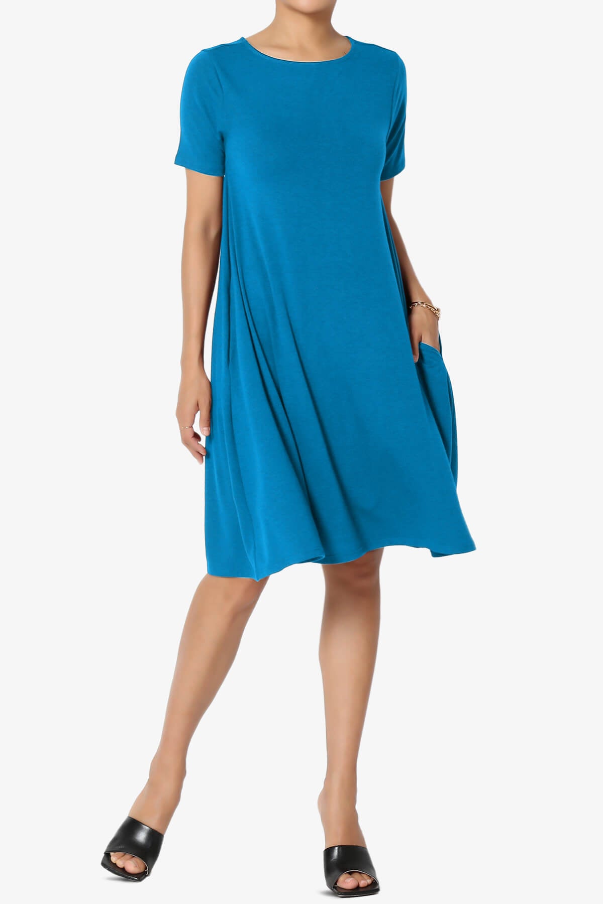 Allie Short Sleeve Jersey A-Line Dress OCEAN BLUE_1