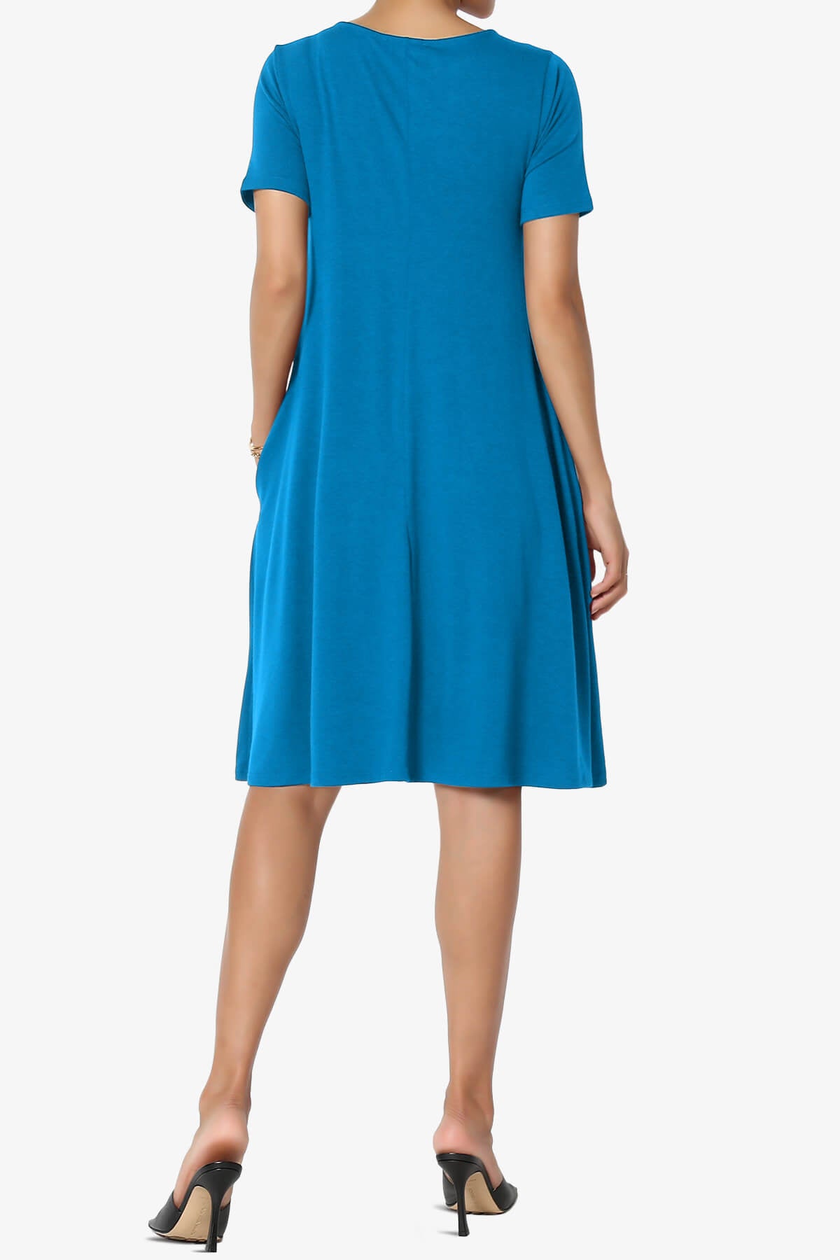 Allie Short Sleeve Jersey A-Line Dress OCEAN BLUE_2
