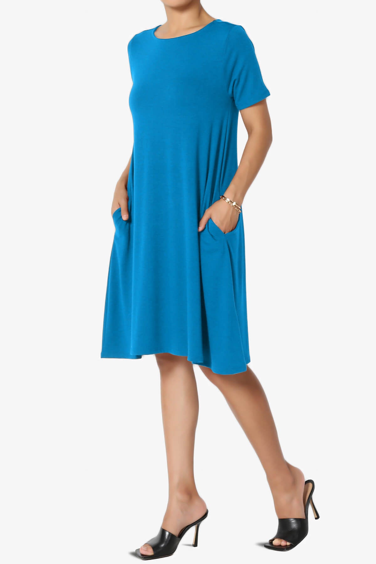 Allie Short Sleeve Jersey A-Line Dress OCEAN BLUE_3