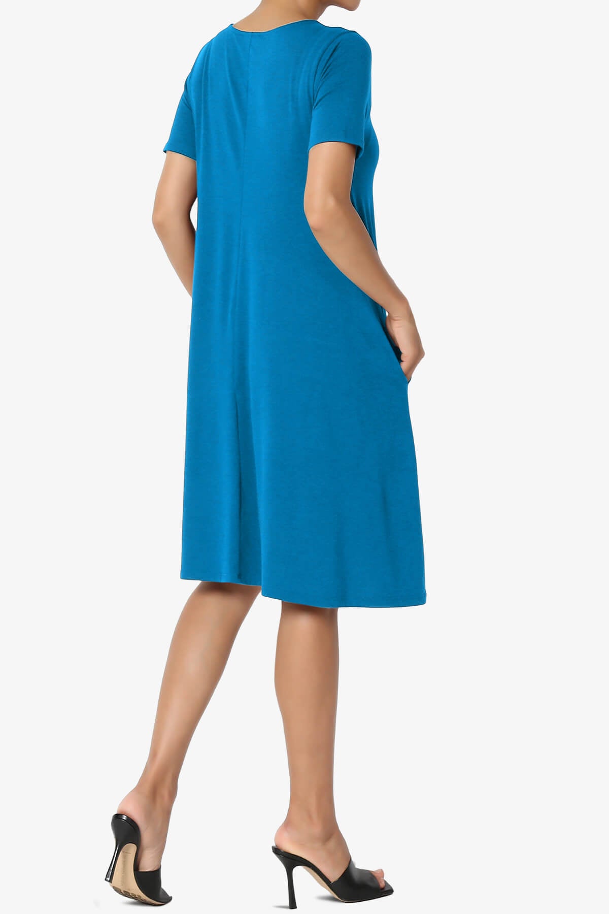 Allie Short Sleeve Jersey A-Line Dress OCEAN BLUE_4