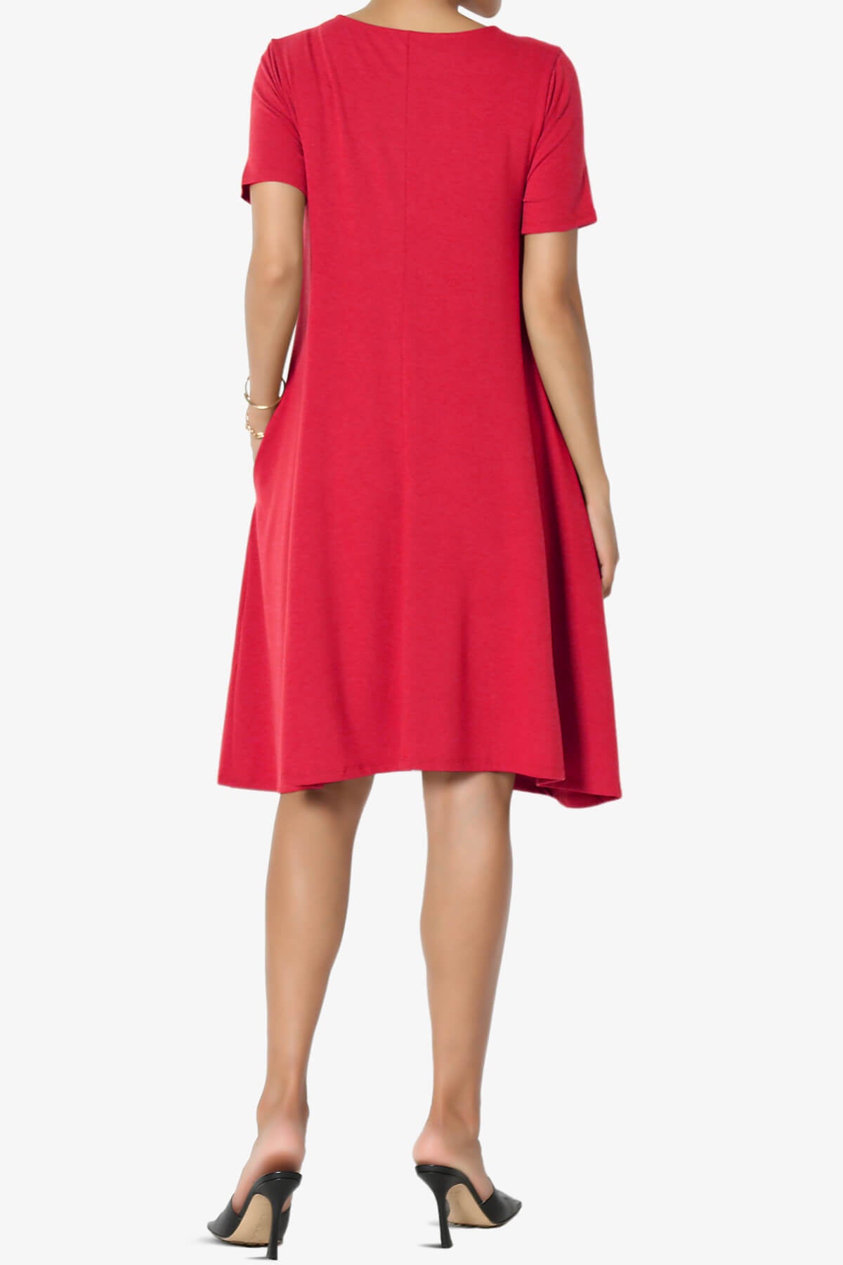 Allie Short Sleeve Jersey A-Line Dress RED_2