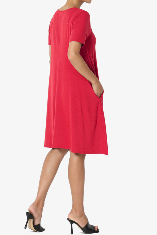 Allie Short Sleeve Jersey A-Line Dress RED_4