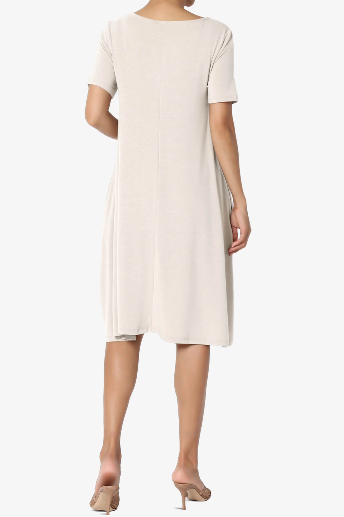 Allie Short Sleeve Jersey A-Line Dress SAND BEIGE_2