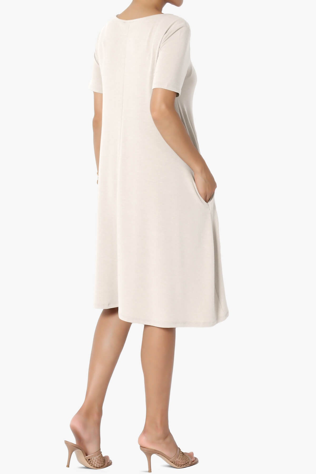 Allie Short Sleeve Jersey A-Line Dress SAND BEIGE_4