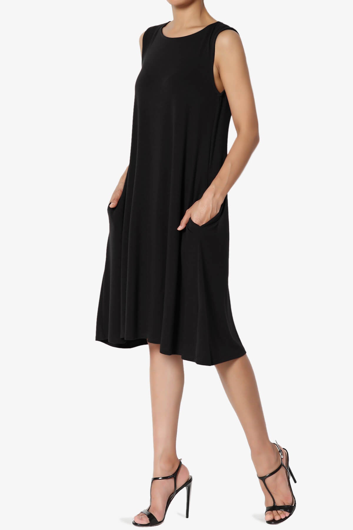 Allie Sleeveless Jersey A-Line Dress BLACK_3