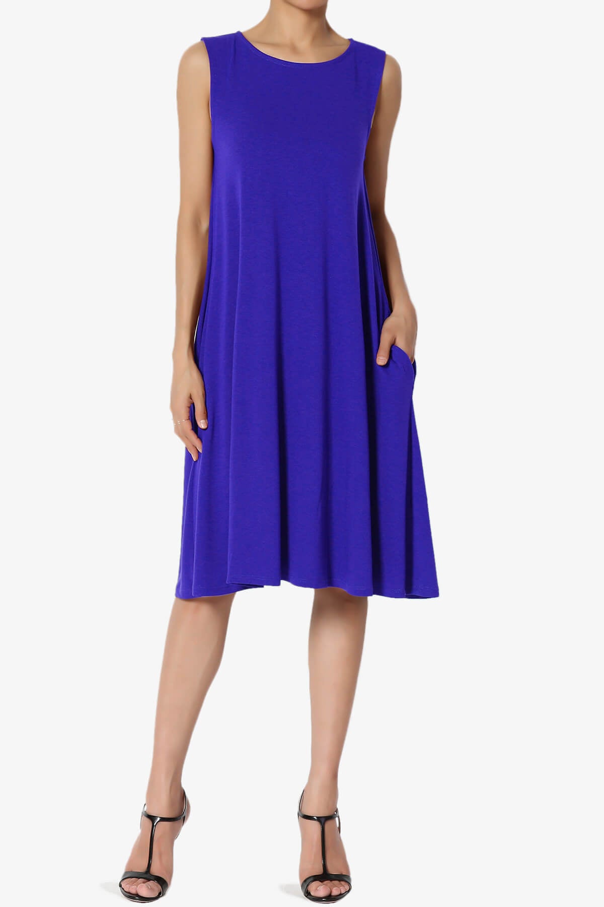 Allie Sleeveless Jersey A-Line Dress BRIGHT BLUE_1