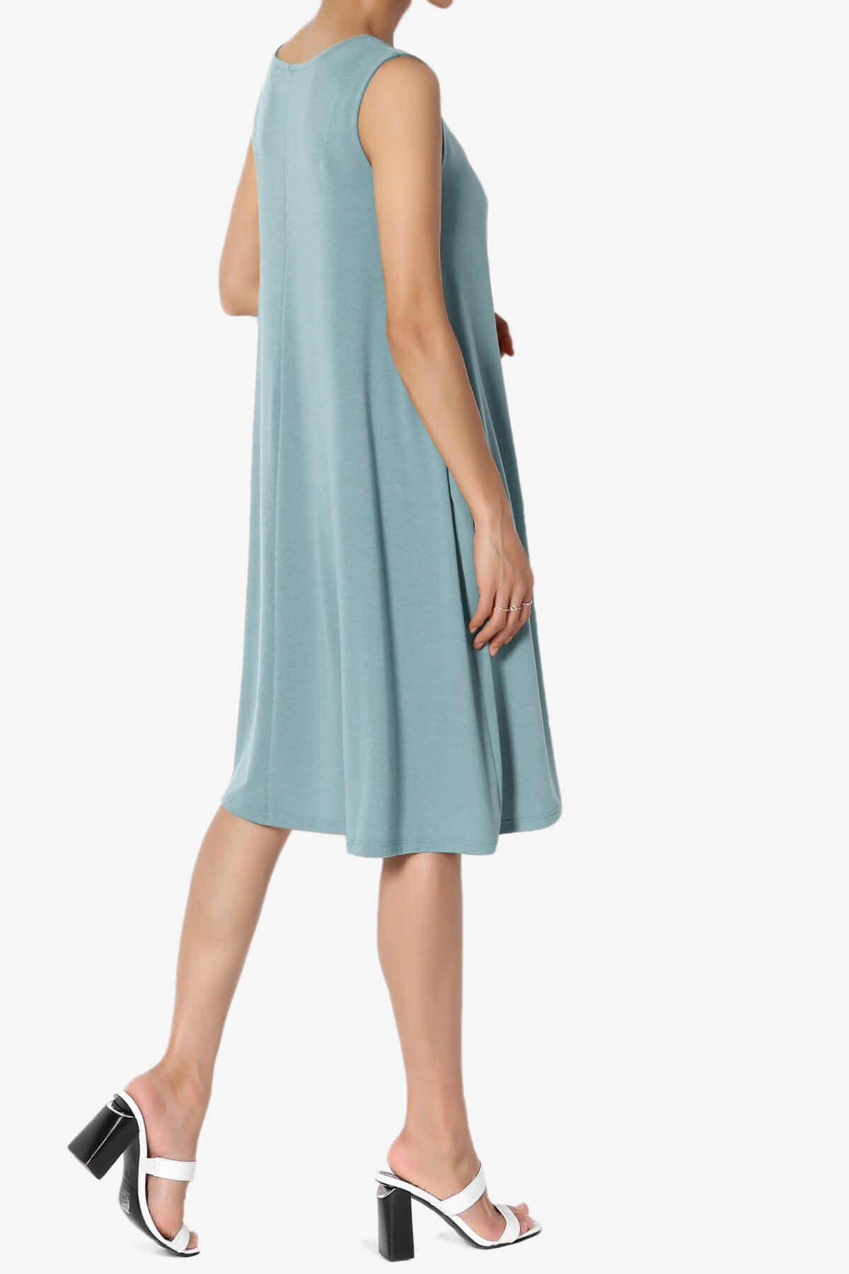 Allie Sleeveless Jersey A-Line Dress DUSTY BLUE_4