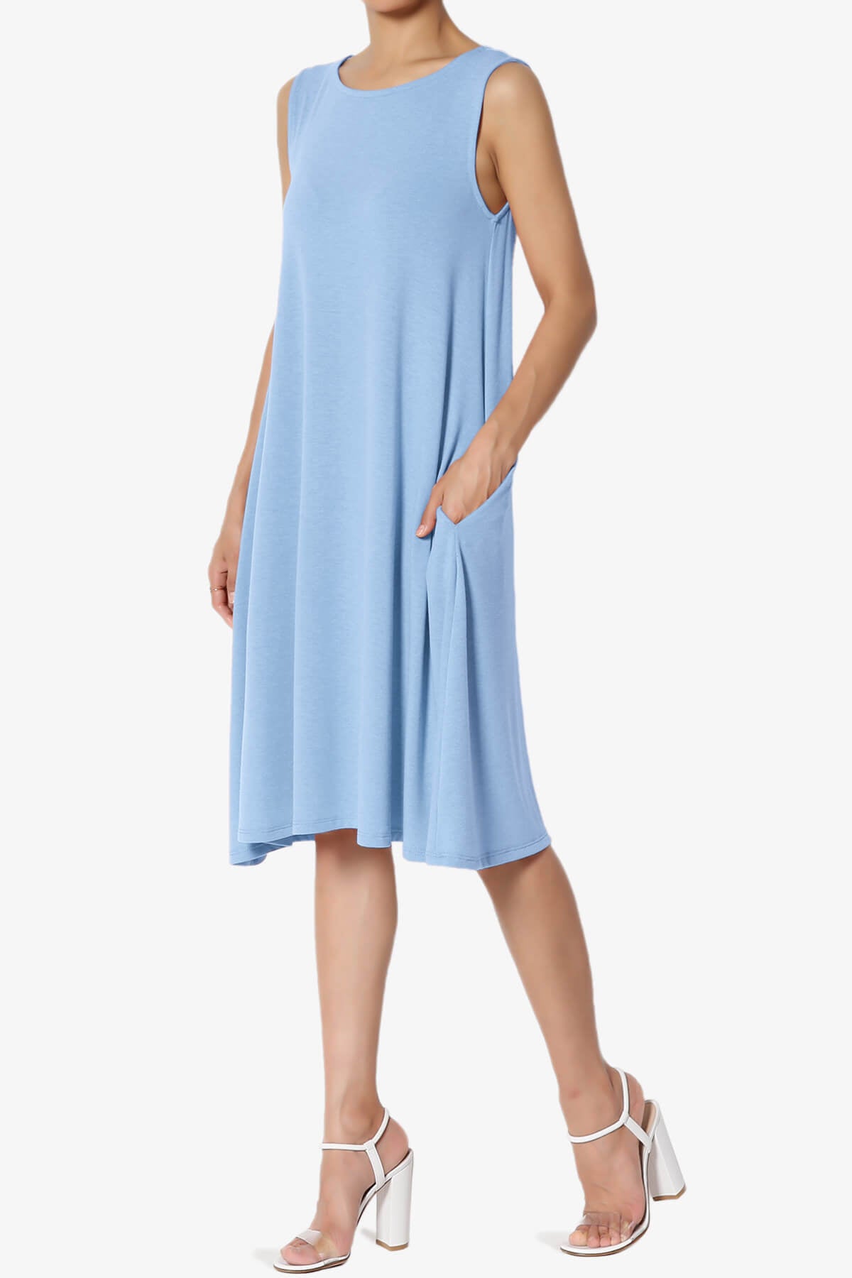 Allie Sleeveless Jersey A-Line Dress LIGHT BLUE_3