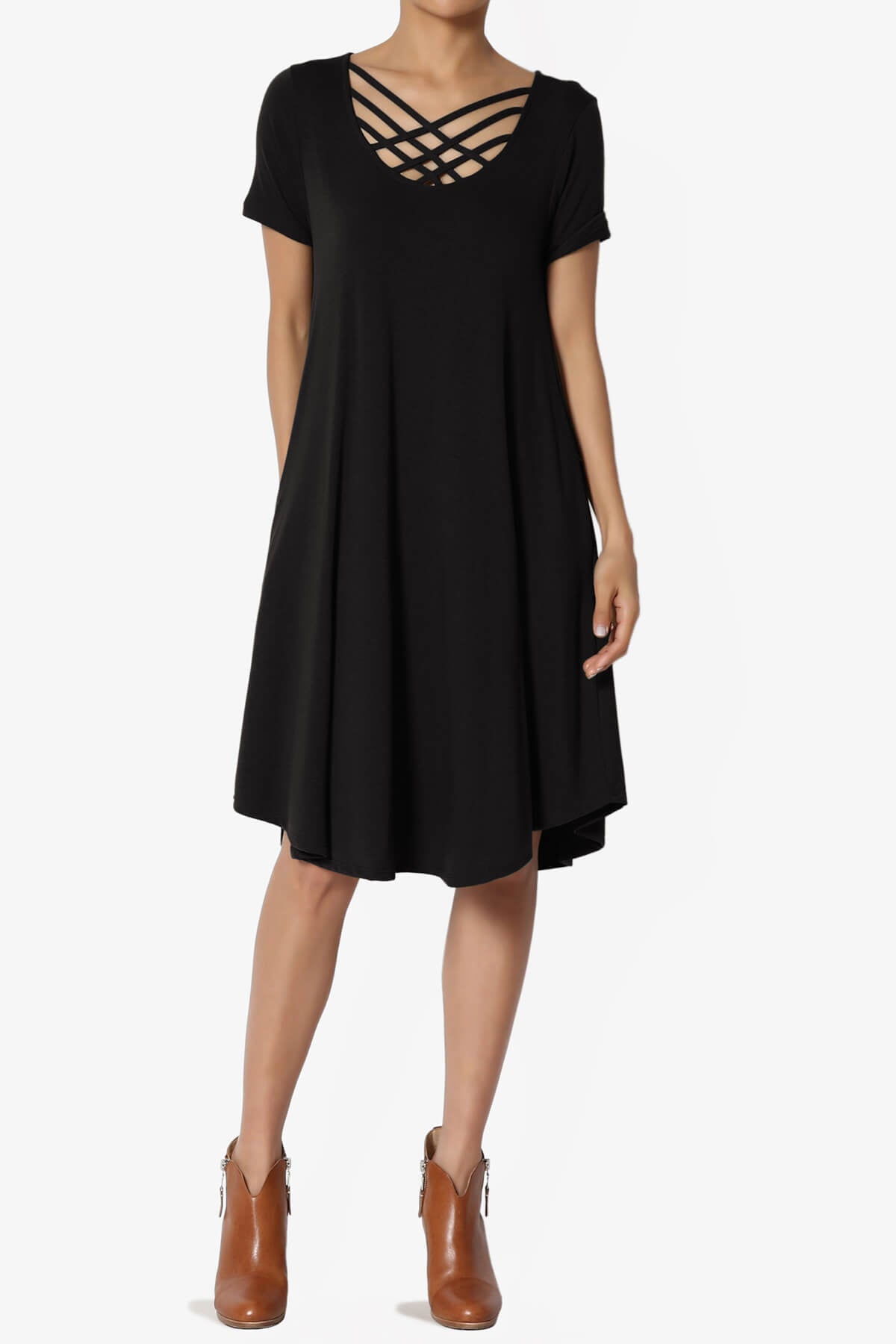 Load image into Gallery viewer, Amella Strappy Scoop Neck Pocket Dress BLACK_6

