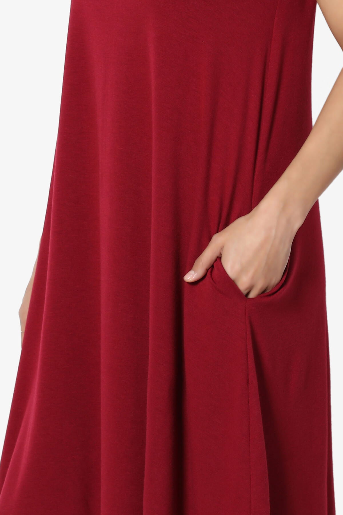 Load image into Gallery viewer, Amella Strappy Scoop Neck Pocket Dress BURGUNDY_5

