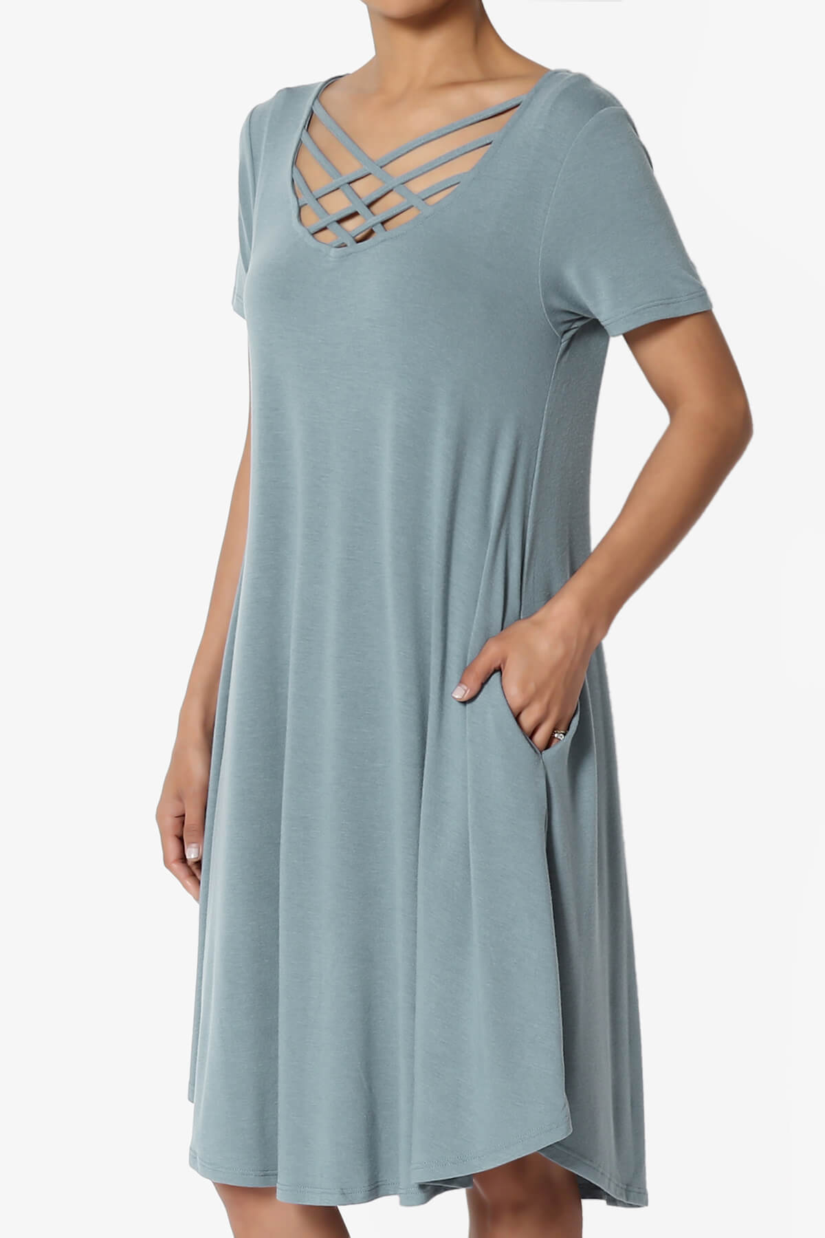 Amella Strappy Scoop Neck Pocket Dress DUSTY BLUE_3