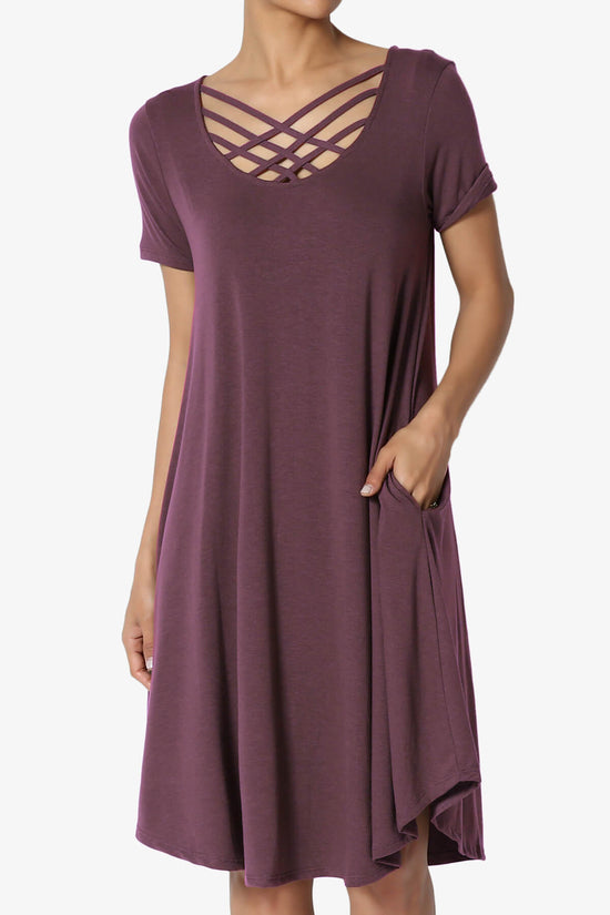 Load image into Gallery viewer, Amella Strappy Scoop Neck Pocket Dress DUSTY PLUM_1
