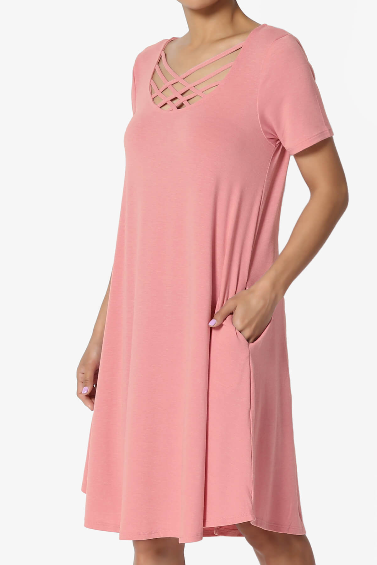 Load image into Gallery viewer, Amella Strappy Scoop Neck Pocket Dress DUSTY ROSE_3

