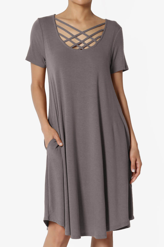 Load image into Gallery viewer, Amella Strappy Scoop Neck Pocket Dress GREY_1
