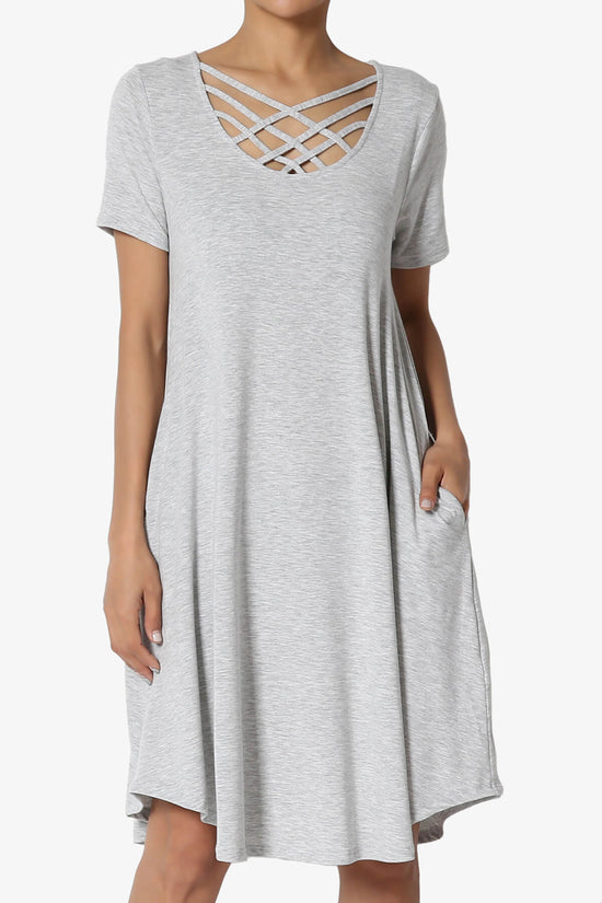 Load image into Gallery viewer, Amella Strappy Scoop Neck Pocket Dress HEATHER GREY_1
