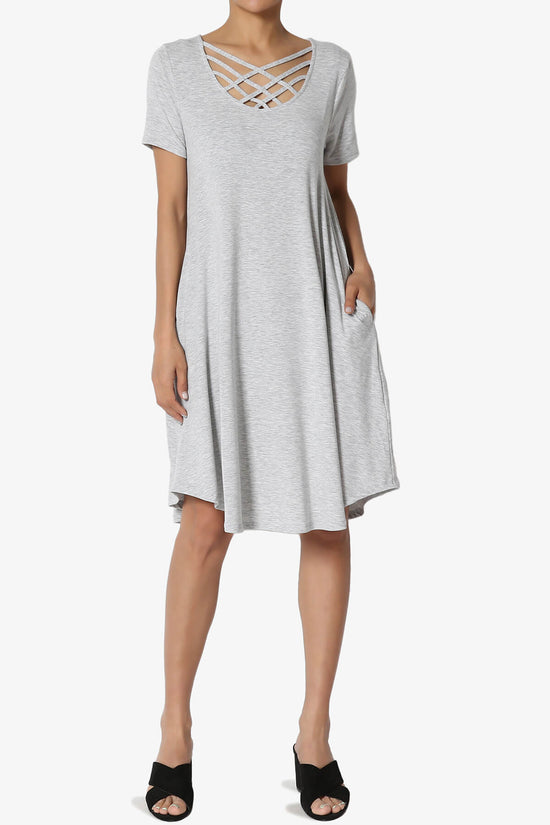 Load image into Gallery viewer, Amella Strappy Scoop Neck Pocket Dress HEATHER GREY_6
