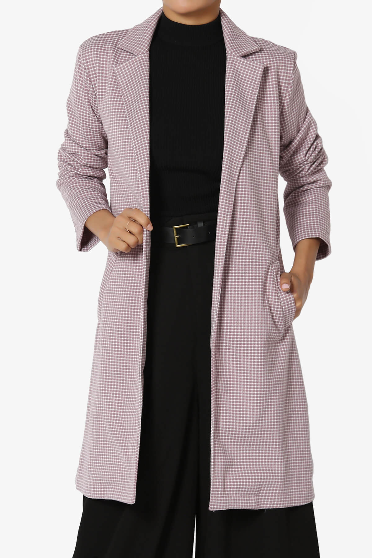 Amulet Checkered Long Coat Jacket DUSTY LAVENDER_1
