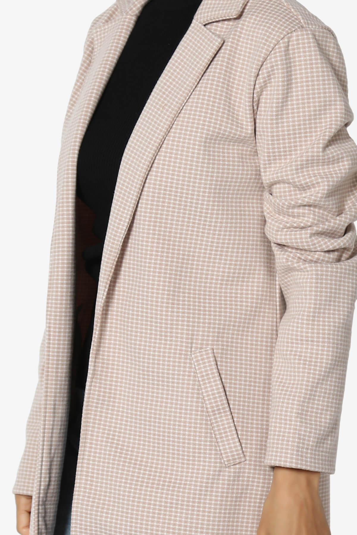 Amulet Checkered Long Coat Jacket KHAKI_5