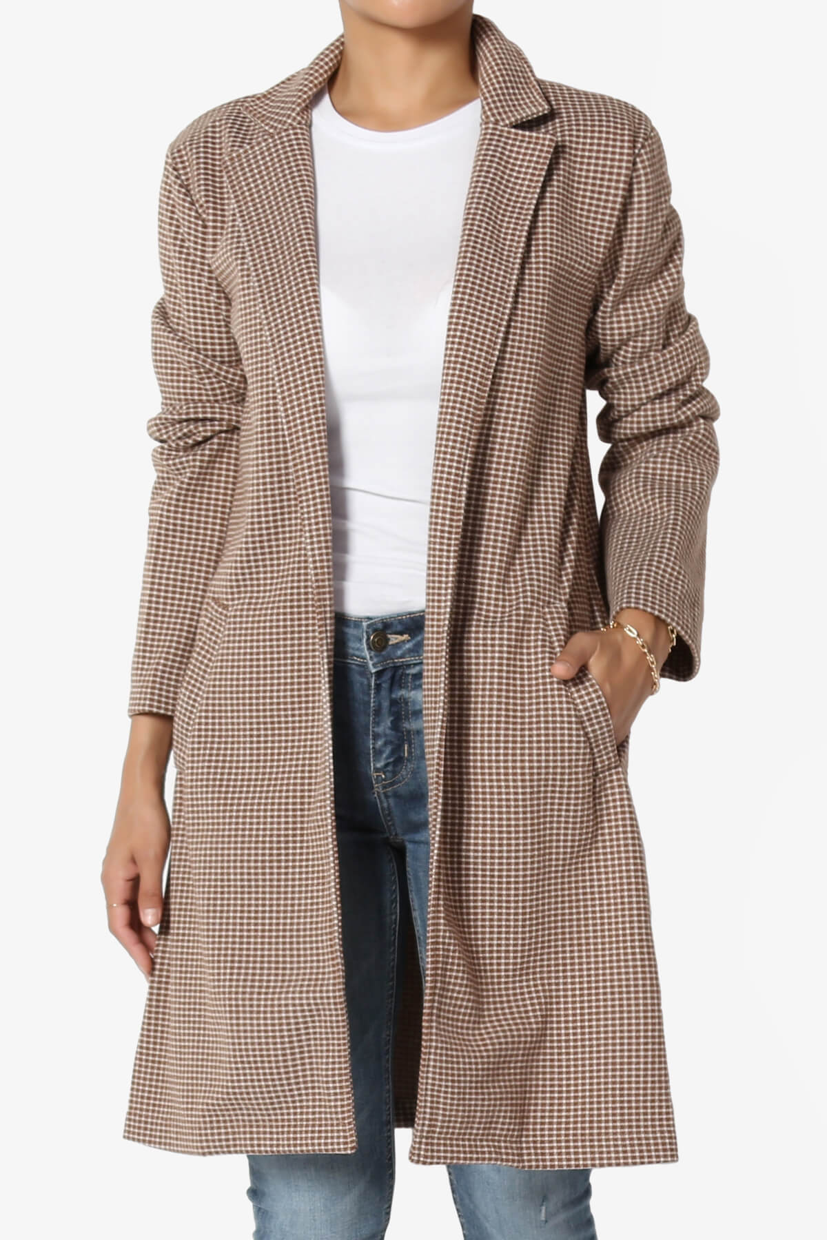 Amulet Checkered Long Coat Jacket RUST_1
