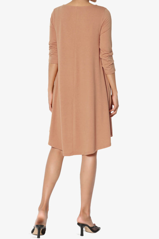 Ariella 3/4 Sleeve Strappy Scoop Neck Dress EGG SHELL_2