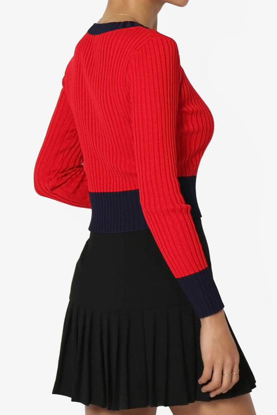 Avani Colorblock Ribbed Knit Top RED_4