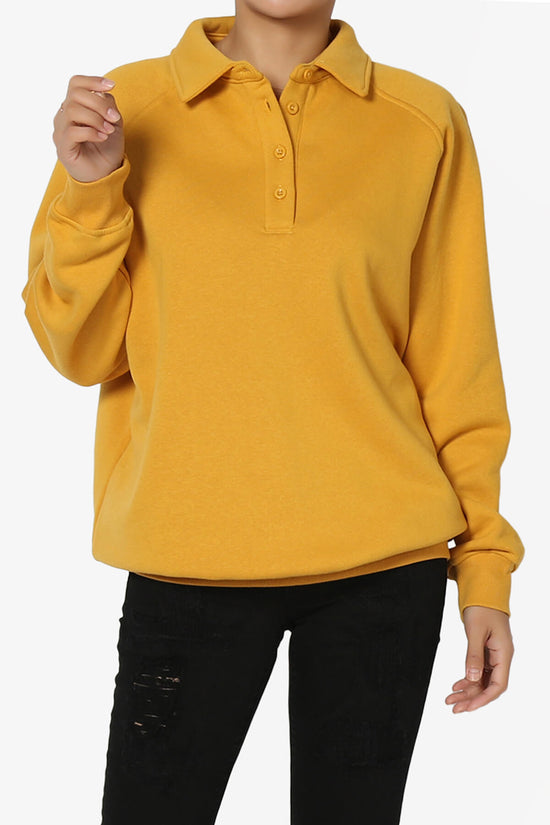 Load image into Gallery viewer, Avianna Oversized Fleece Polo Sweatshirt MUSTARD_1
