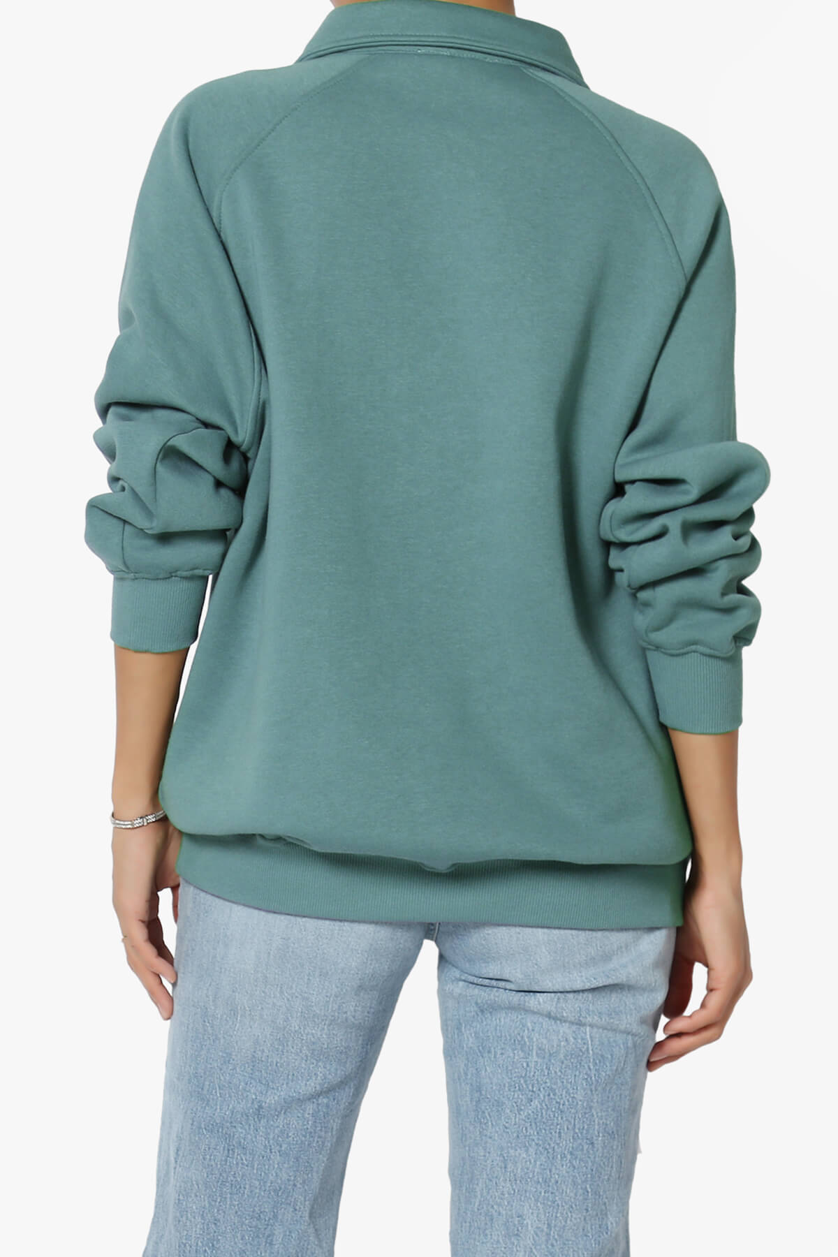 Load image into Gallery viewer, Avianna Oversized Fleece Polo Sweatshirt TEAL_2
