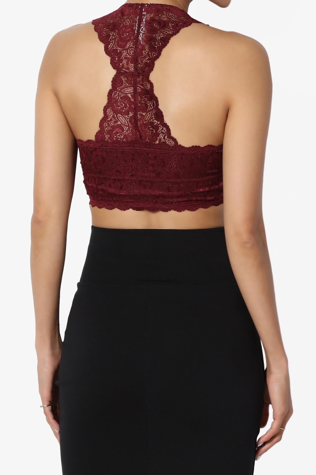 Baja Padded Lace Bralette Crop Tank Top DARK BURGUNDY_2