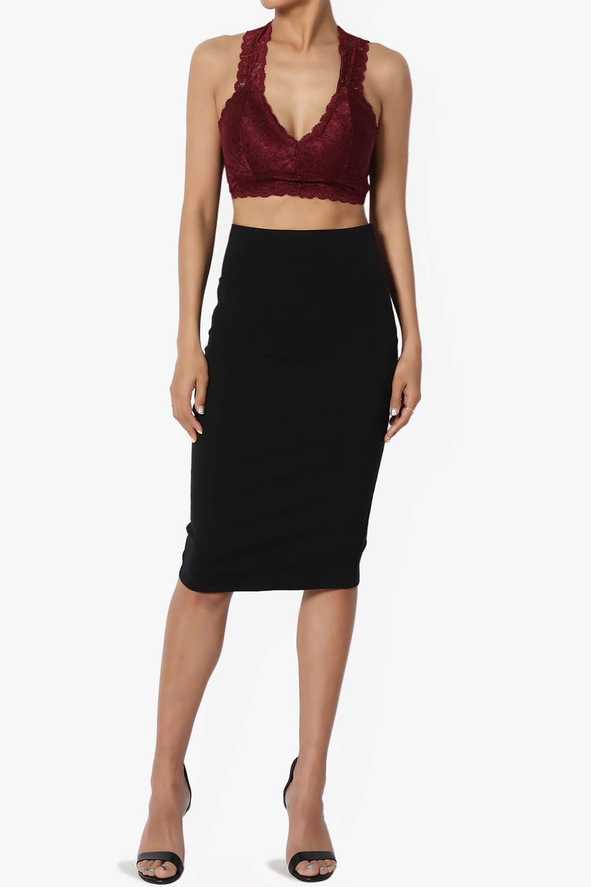 Baja Padded Lace Bralette Crop Tank Top DARK BURGUNDY_6